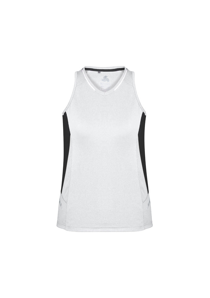 Womens Renegade Singlet - White/Black/Silver ||SRC=https://cdn.fashionbizapps.nz/honeybee/images/SG702L_bProduct_White_Black_Silver_01_dbhExXl.jpg