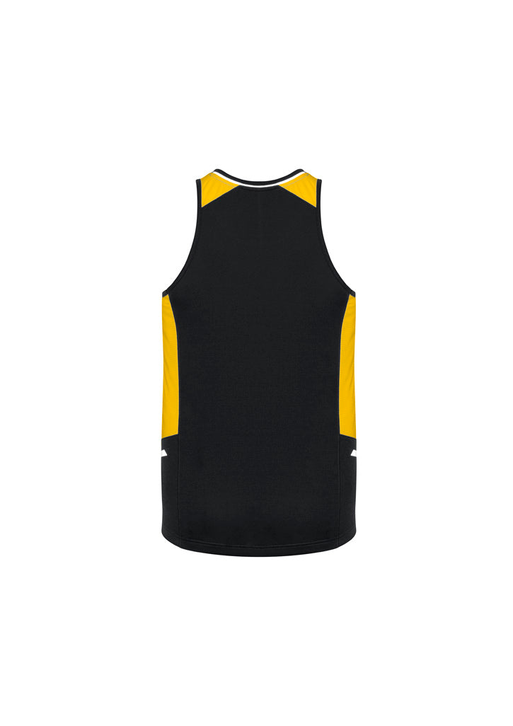 Mens Renegade Singlet - Black/Gold/Silver ||SRC=https://cdn.fashionbizapps.nz/honeybee/images/SG702M_bProduct_Black_Gold_Silver_02_G6SLN06.jpg