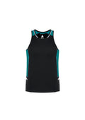 Mens Renegade Singlet - Black/Teal/Silver ||SRC=https://cdn.fashionbizapps.nz/honeybee/images/SG702M_bProduct_Black_Teal_Silver_01_uUkZBD2.jpg