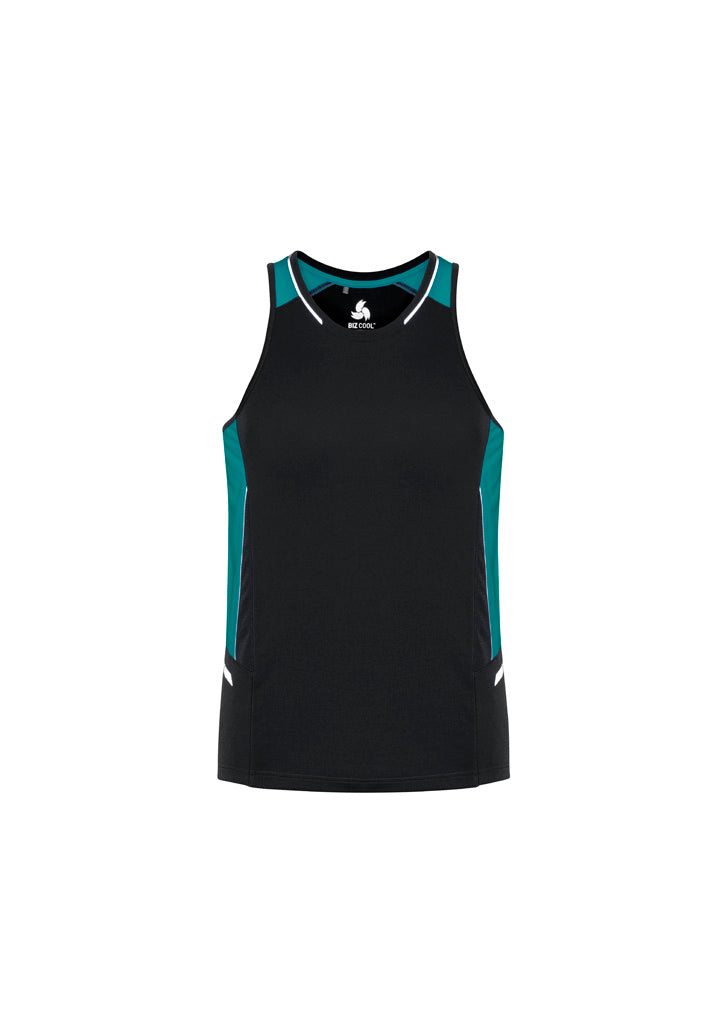 Mens Renegade Singlet - Black/Teal/Silver ||SRC=https://cdn.fashionbizapps.nz/honeybee/images/SG702M_bProduct_Black_Teal_Silver_01_uUkZBD2.jpg