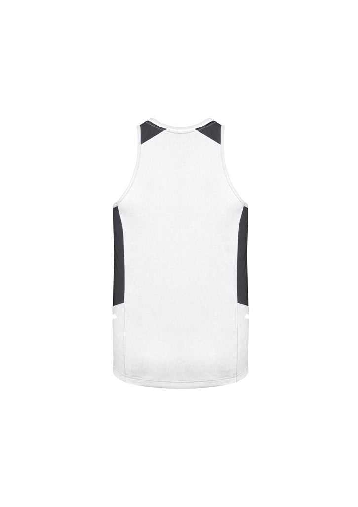 Mens Renegade Singlet - White/Black/Silver ||SRC=https://cdn.fashionbizapps.nz/honeybee/images/SG702M_bProduct_White_Black_Silver_02_WfpredC.jpg