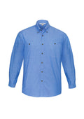 Mens Chambray Long Sleeve Shirt - Chambray Blue ||SRC=https://cdn.fashionbizapps.nz/honeybee/images/SH112_bProduct_ChambrayBlue_01_SXKO5Qx.jpg