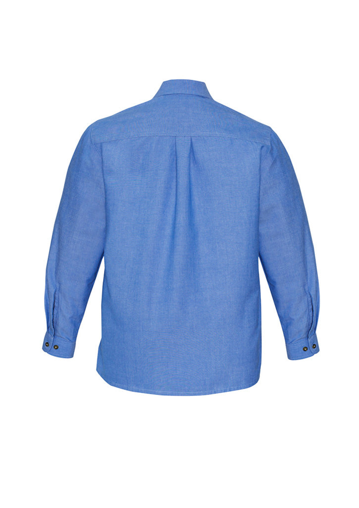 Mens Chambray Long Sleeve Shirt - Chambray Blue ||SRC=https://cdn.fashionbizapps.nz/honeybee/images/SH112_bProduct_ChambrayBlue_02_3XOEoL5.jpg