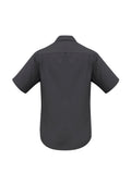 Mens Oasis Short Sleeve Shirt - Charcoal ||SRC=https://cdn.fashionbizapps.nz/honeybee/images/SH3603_bProduct_Charcoal_02_o79Myj9.jpg