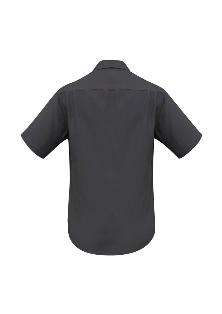 Mens Oasis Short Sleeve Shirt - Charcoal ||SRC=https://cdn.fashionbizapps.nz/honeybee/images/SH3603_bProduct_Charcoal_02_o79Myj9.jpg