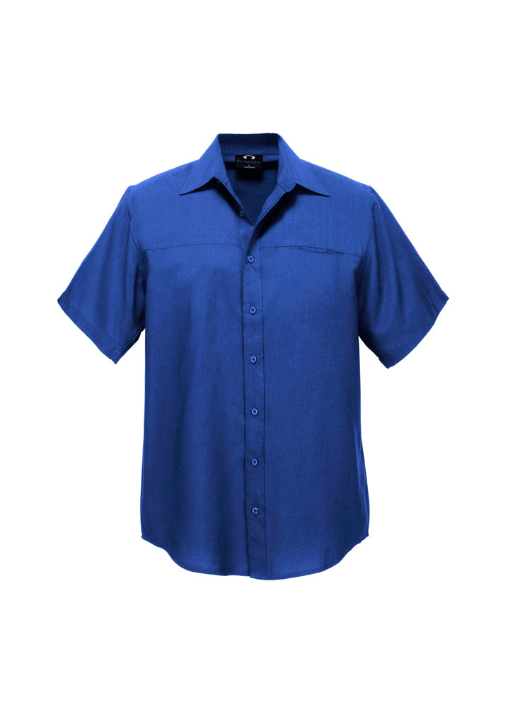 Mens Oasis Short Sleeve Shirt - Electric Blue ||SRC=https://cdn.fashionbizapps.nz/honeybee/images/SH3603_bProduct_ElectricBlue_01_iJx3KxG.jpg