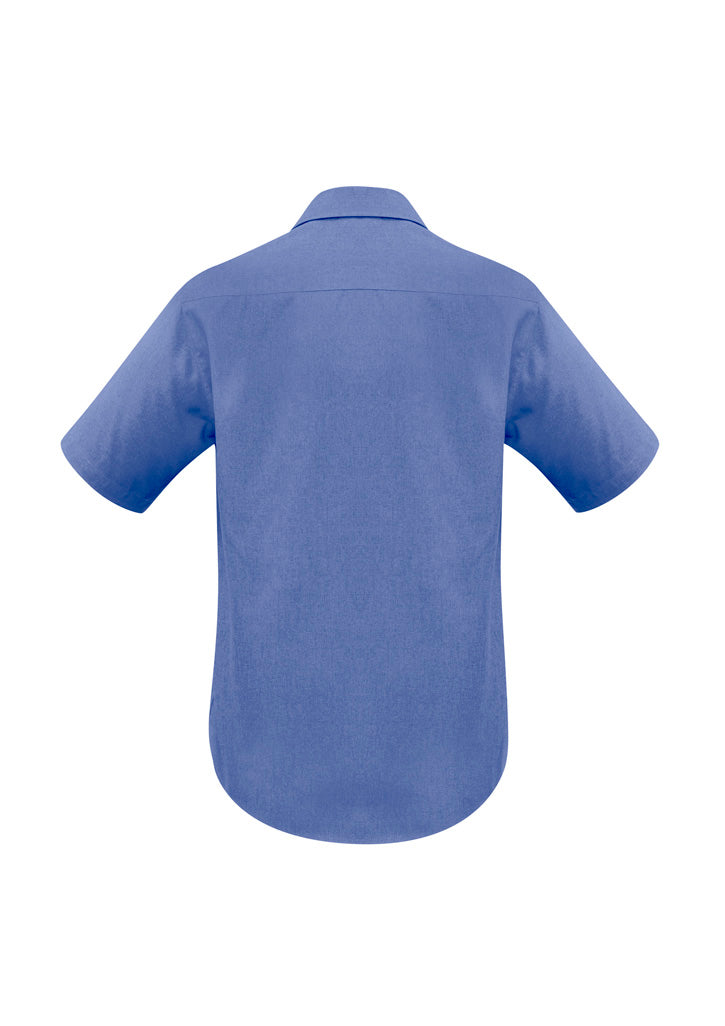 Mens Oasis Short Sleeve Shirt - Mid Blue ||SRC=https://cdn.fashionbizapps.nz/honeybee/images/SH3603_bProduct_MidBlue_02_wqVHTLH.jpg