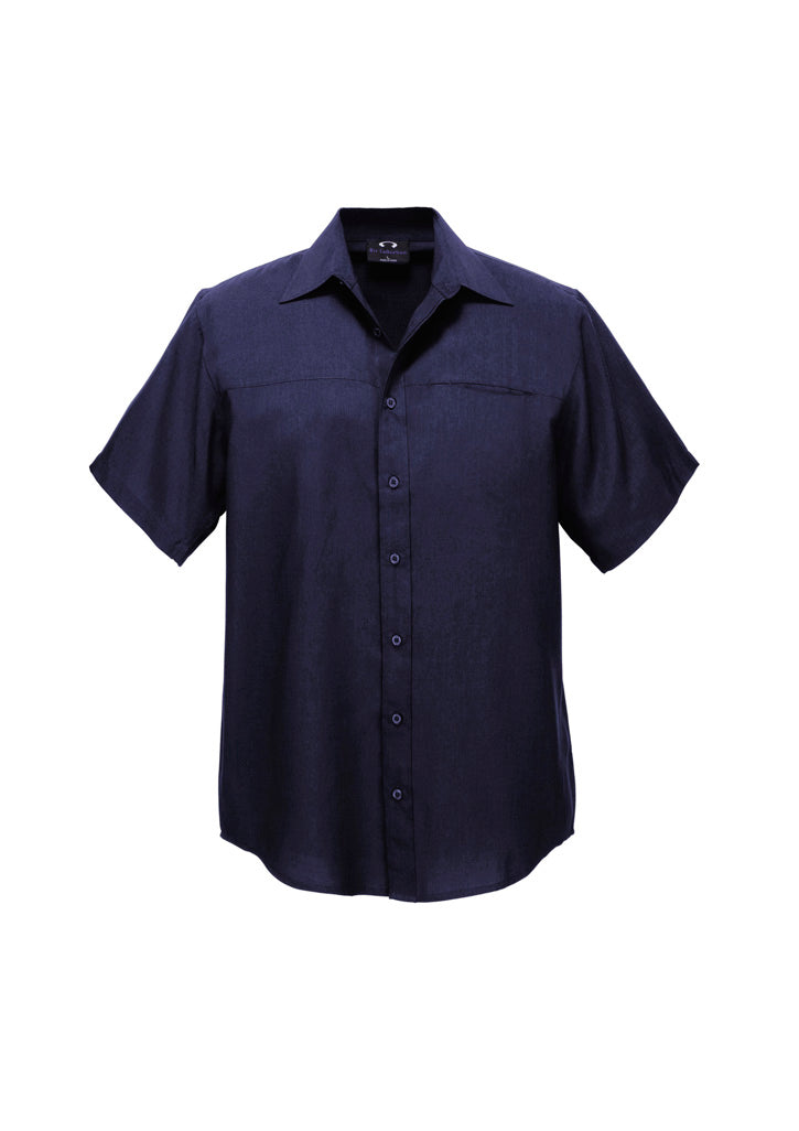 Mens Oasis Short Sleeve Shirt - Navy ||SRC=https://cdn.fashionbizapps.nz/honeybee/images/SH3603_bProduct_Navy_01_TkqrtG8.jpg