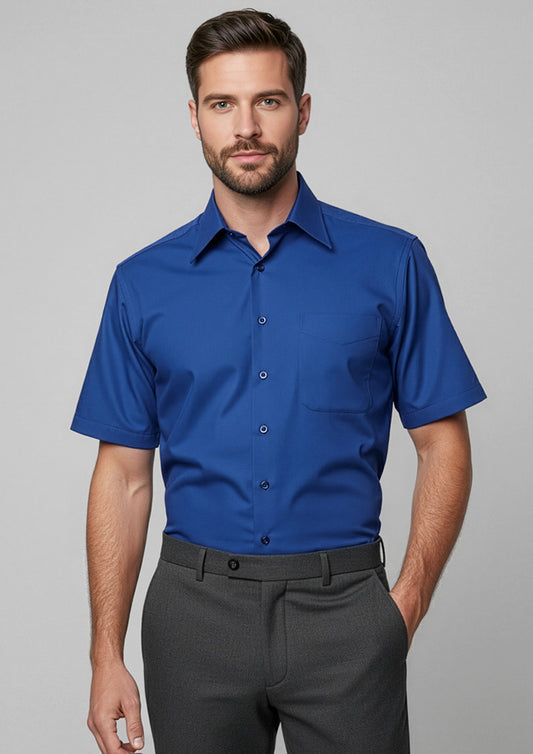 Mens Metro Short Sleeve Shirt ||SRC=https://cdn.fashionbizapps.nz/honeybee/images/SH715_Talent_Royal_01_R.jpg