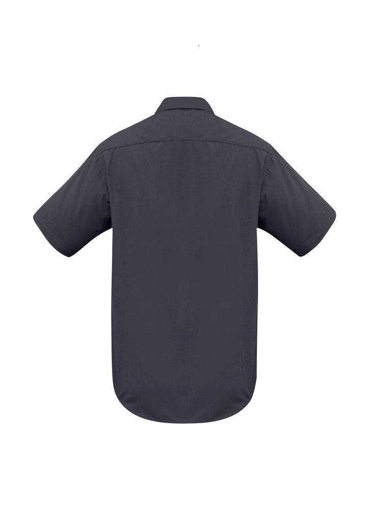 Mens Metro Short Sleeve Shirt - Charcoal ||SRC=https://cdn.fashionbizapps.nz/honeybee/images/SH715_bProduct_Charcoal_02_uXrBd2Y.jpg