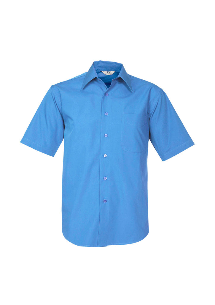 Mens Metro Short Sleeve Shirt - Mid Blue ||SRC=https://cdn.fashionbizapps.nz/honeybee/images/SH715_bProduct_MidBlue_01_czxtRbN.jpg