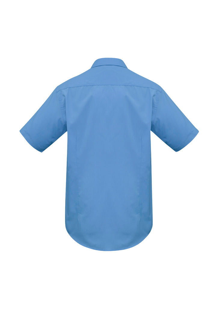 Mens Metro Short Sleeve Shirt - Mid Blue ||SRC=https://cdn.fashionbizapps.nz/honeybee/images/SH715_bProduct_MidBlue_02_R0Xcfuc.jpg