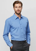 Mens Micro Check Long Sleeve Shirt ||SRC=https://cdn.fashionbizapps.nz/honeybee/images/SH816_Talent_MidBlue_01.jpg