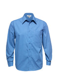 Mens Micro Check Long Sleeve Shirt - Mid Blue ||SRC=https://cdn.fashionbizapps.nz/honeybee/images/SH816_bProduct_MidBlue_01_jvk4LiF.jpg