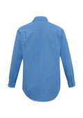 Mens Micro Check Long Sleeve Shirt - Mid Blue ||SRC=https://cdn.fashionbizapps.nz/honeybee/images/SH816_bProduct_MidBlue_02_BzFUbsO.jpg