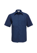 Mens Micro Check Short Sleeve Shirt - Navy ||SRC=https://cdn.fashionbizapps.nz/honeybee/images/SH817_bProduct_Navy_01_RTStsQE.jpg