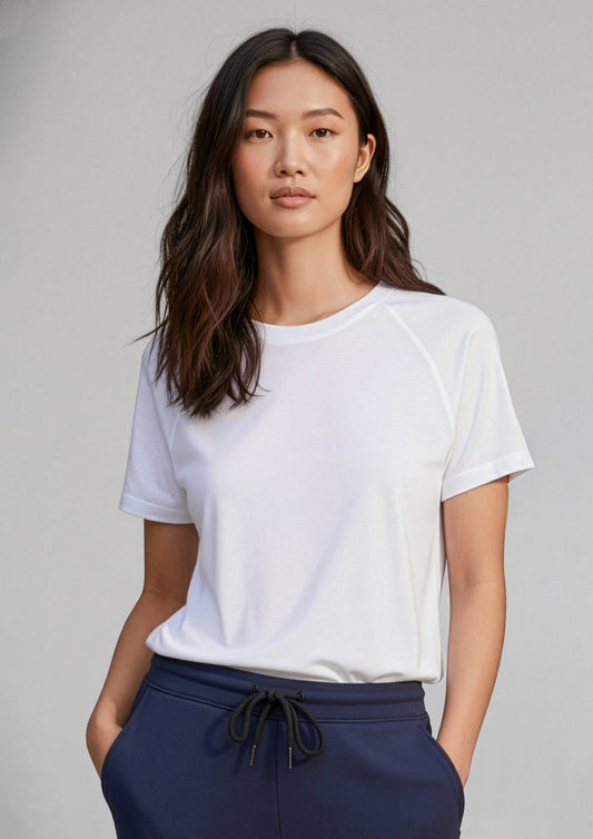 Womens Sprint Short Sleeve Tee ||SRC=https://cdn.fashionbizapps.nz/honeybee/images/T301LS_Talent_White_01_Sr757Vw.jpg