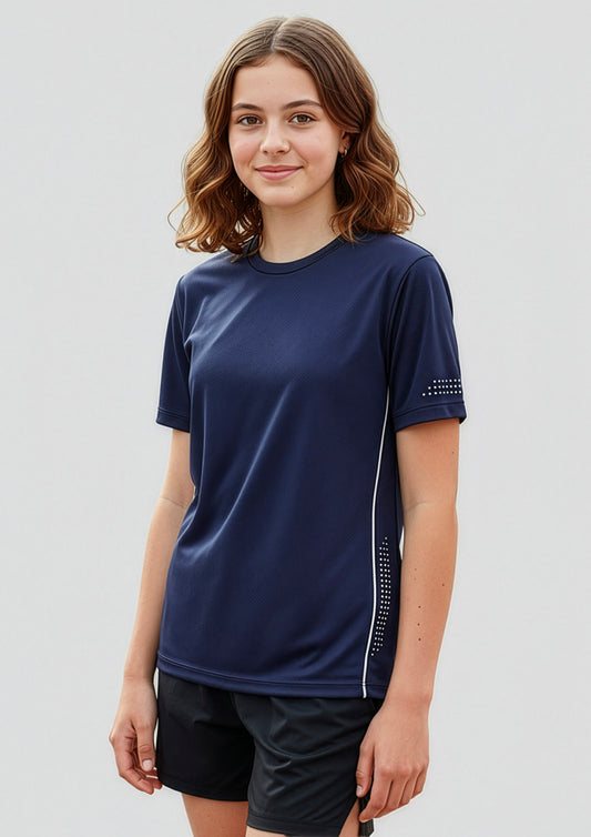 Kids Balance Short Sleeve Tee ||SRC=https://cdn.fashionbizapps.nz/honeybee/images/T318KS_Talent_Navy_Sky_01.jpg