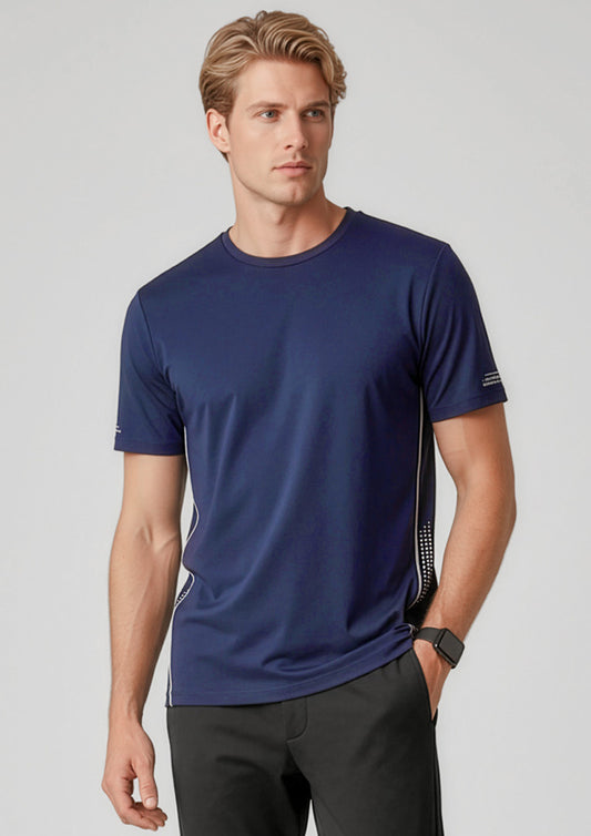 Mens Balance Short Sleeve Tee ||SRC=https://cdn.fashionbizapps.nz/honeybee/images/T318MS_Talent_Navy_White_01.jpg