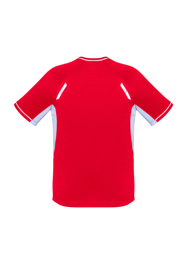 Kids Renegade Short Sleeve Tee - Red/White/Silver ||SRC=https://cdn.fashionbizapps.nz/honeybee/images/T701KS_Product_RedWhite_02.jpg