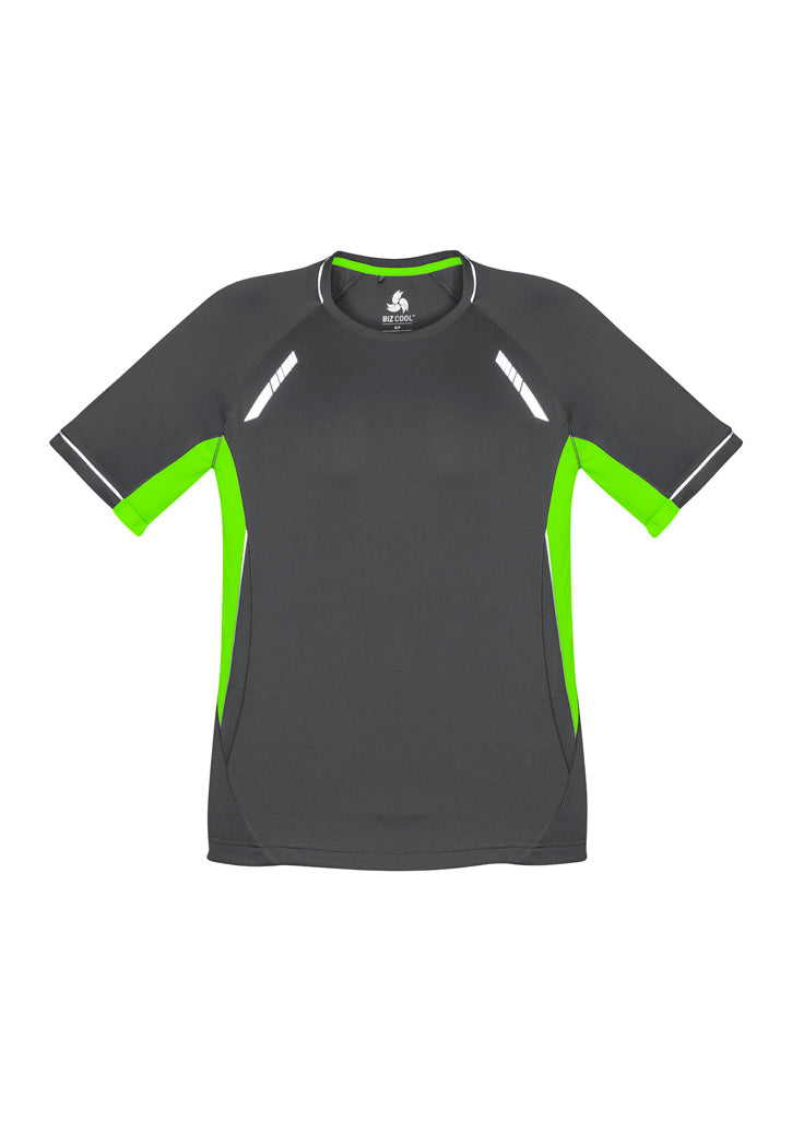 Kids Renegade Short Sleeve Tee - Grey/Fluoro Lime/Silver ||SRC=https://cdn.fashionbizapps.nz/honeybee/images/T701KS_bProduct_Grey_FluoroLime_Silver_01_HrQoReC.jpg
