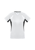 Womens Renegade Short Sleeve Tee - White/Black/Silver ||SRC=https://cdn.fashionbizapps.nz/honeybee/images/T701LS_bProduct_White_Black_Silver_01_2fu9Blk.jpg
