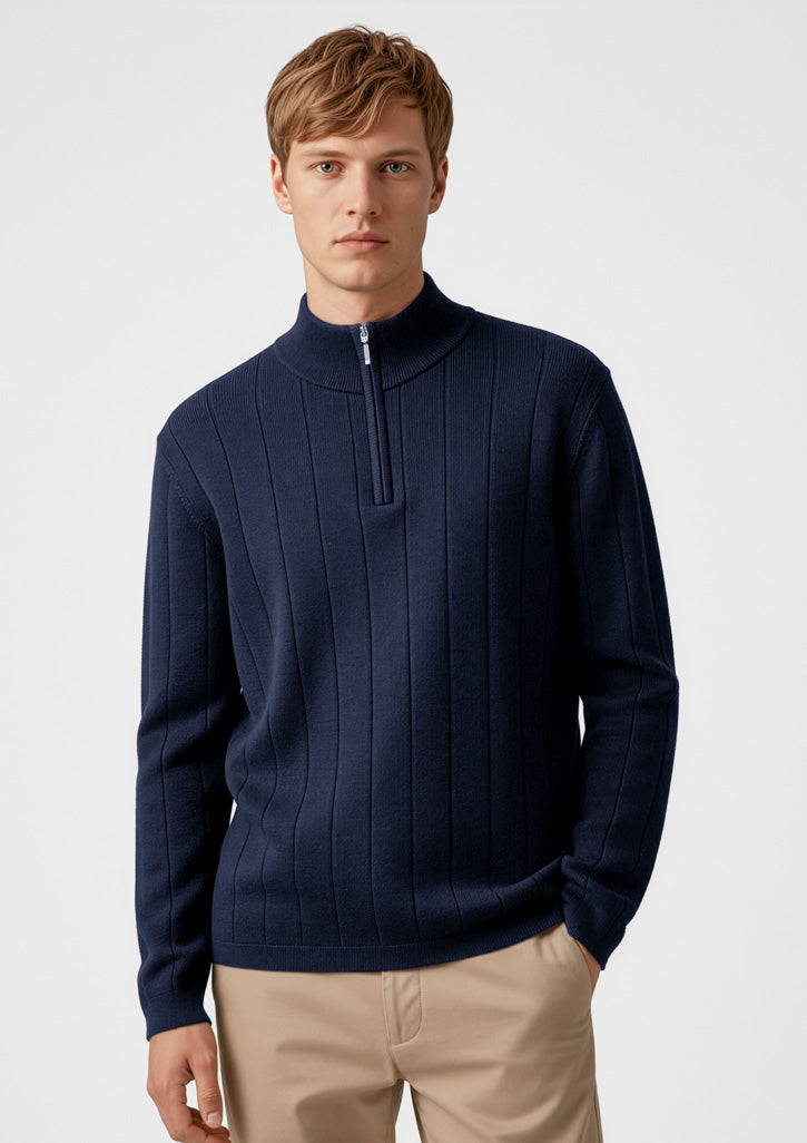 Mens 80/20 Wool Pullover ||SRC=https://cdn.fashionbizapps.nz/honeybee/images/WP10310_Talent_Navy_01.jpg