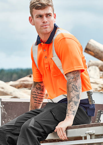 Hi Vis Spliced Short Sleeve Polo - Shoulder Taped