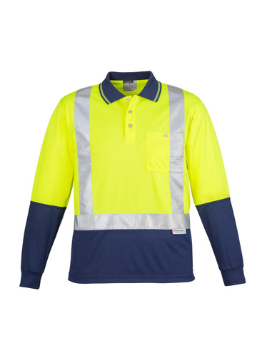 Hi Vis Spliced Long Sleeve Polo - Shoulder Taped