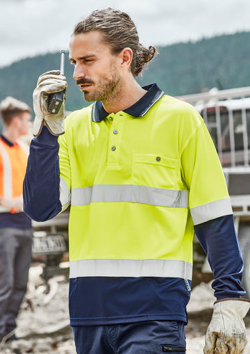 Hi Vis Spliced Long Sleeve Polo - Hoop Taped