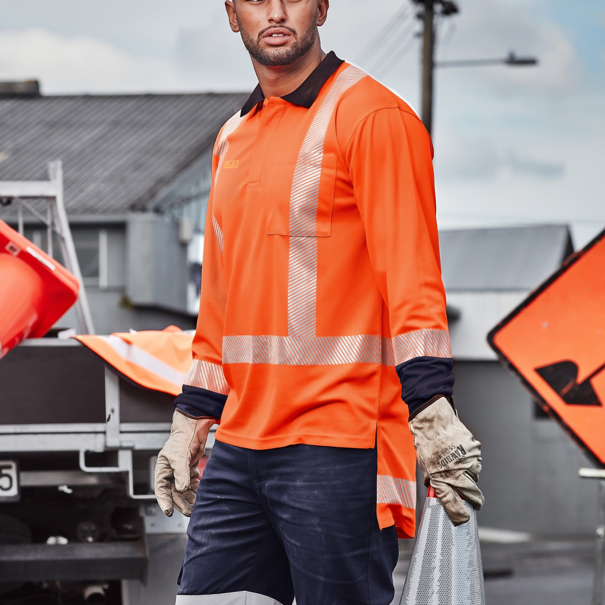 Orange Flame TTMC-W23 X Back Taped Polo