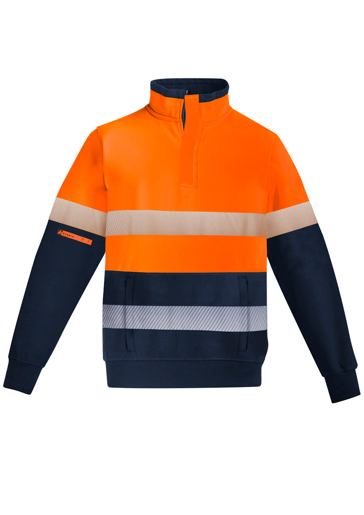 Orange Flame Hi Vis 1/4 Zip Brushed Fleece Pullover - Hoop Taped