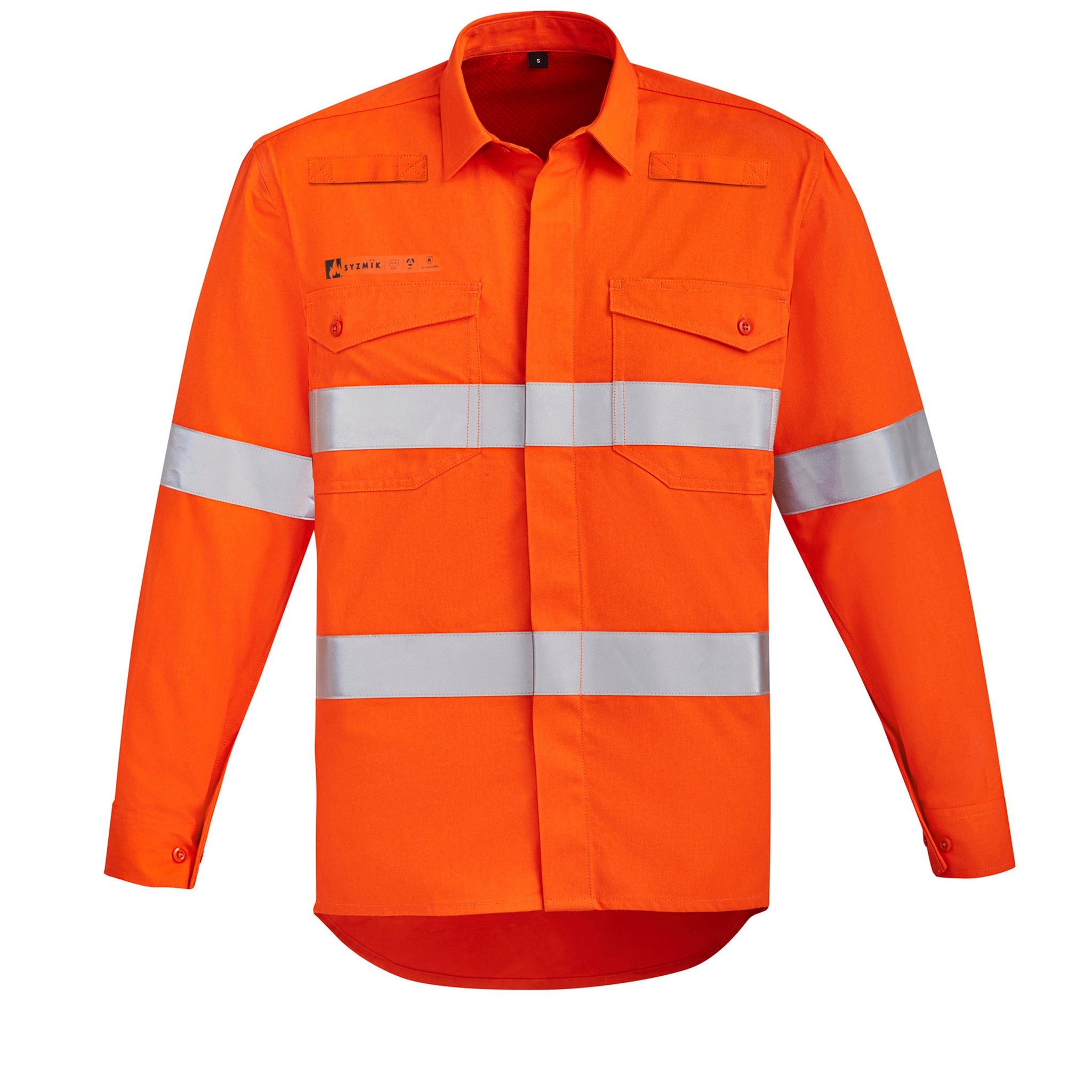 Orange Flame Hi Vis Open Front Shirt - Hoop Taped