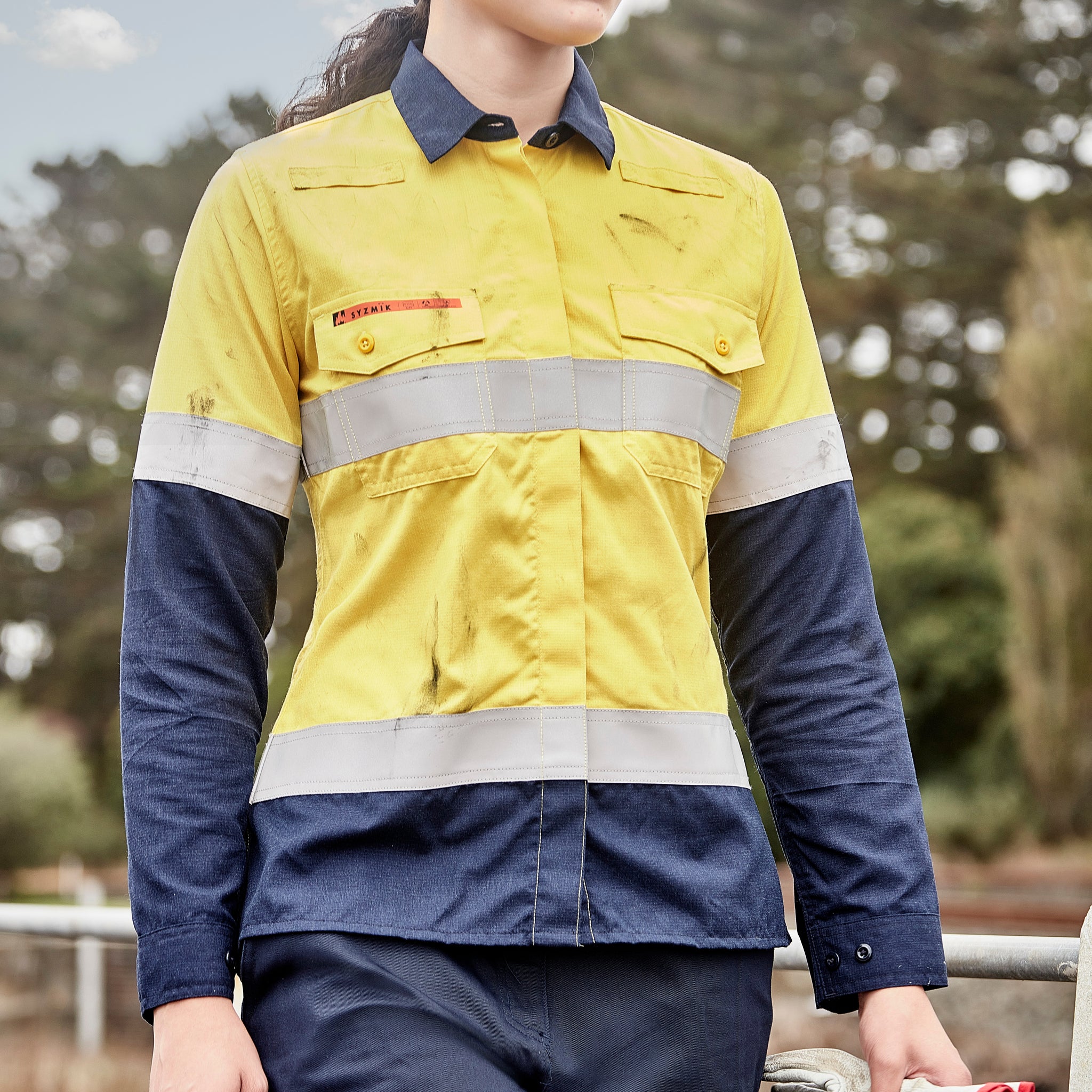 Womens Orange Flame Lightweight Ripstop Taped Shirt