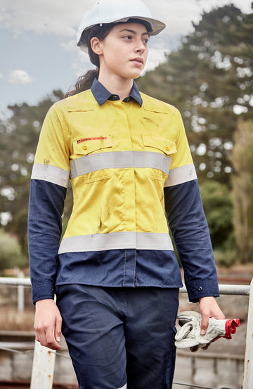 Womens Orange Flame Lightweight Ripstop Taped Shirt