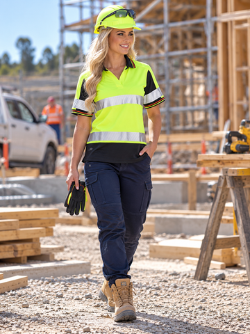 Women's Taped Two Tone Hi Vis V-Neck Polo