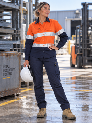 Women's Taped Hi Vis Cool Lightweight Drill Shirt